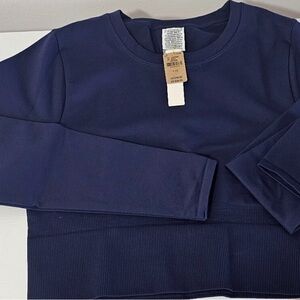 PINK Victoria's Secret Blue Crop Top Long Sleeve